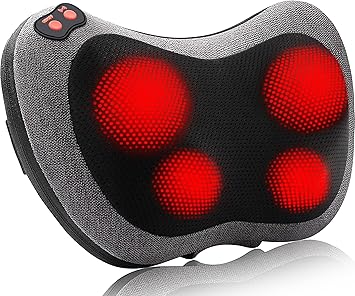 Papillon Shiatsu Back Massager with Heat,Fathers Day Dad Gifts for Men, Dad, Deep Tissue Massage for Neck, Shoulder, Upper & Lower Back Pain Relief, Electric Kneading 3D Massage Pillow (Gray)