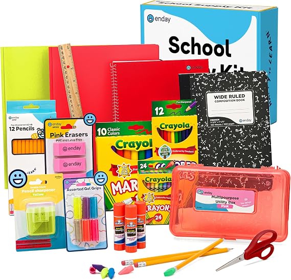 Enday Back to School Supplies Kit - Grades K-5, 83 Piece Back to School Supplies Kit, Kindergarten School Supplies Kids for Girls & Boys