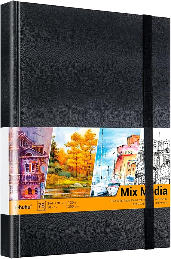 Ohuhu 10"x7" Mix Media Pad Art Sketchbook 78 Sheets for Painting Drawing