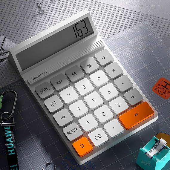 12 Digits Desktop Calculator with Large LCD Display and Sensitive Button, for Home, Office, School, Class and Business, 4 Function Small Basic Calculators for Desk