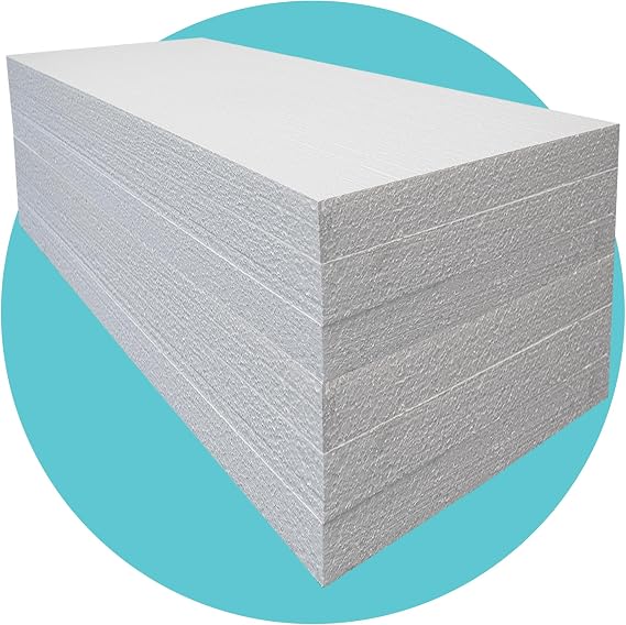 Triplast Expanded Polystyrene Foam Sheets EPS 70 (18 Sheets, 2400 x 1200 x 50mm Each) - BBA Certified Wall & Floor Insulation Board - Box Lining & Packaging Foam Board - White Blocks for DIY Projects