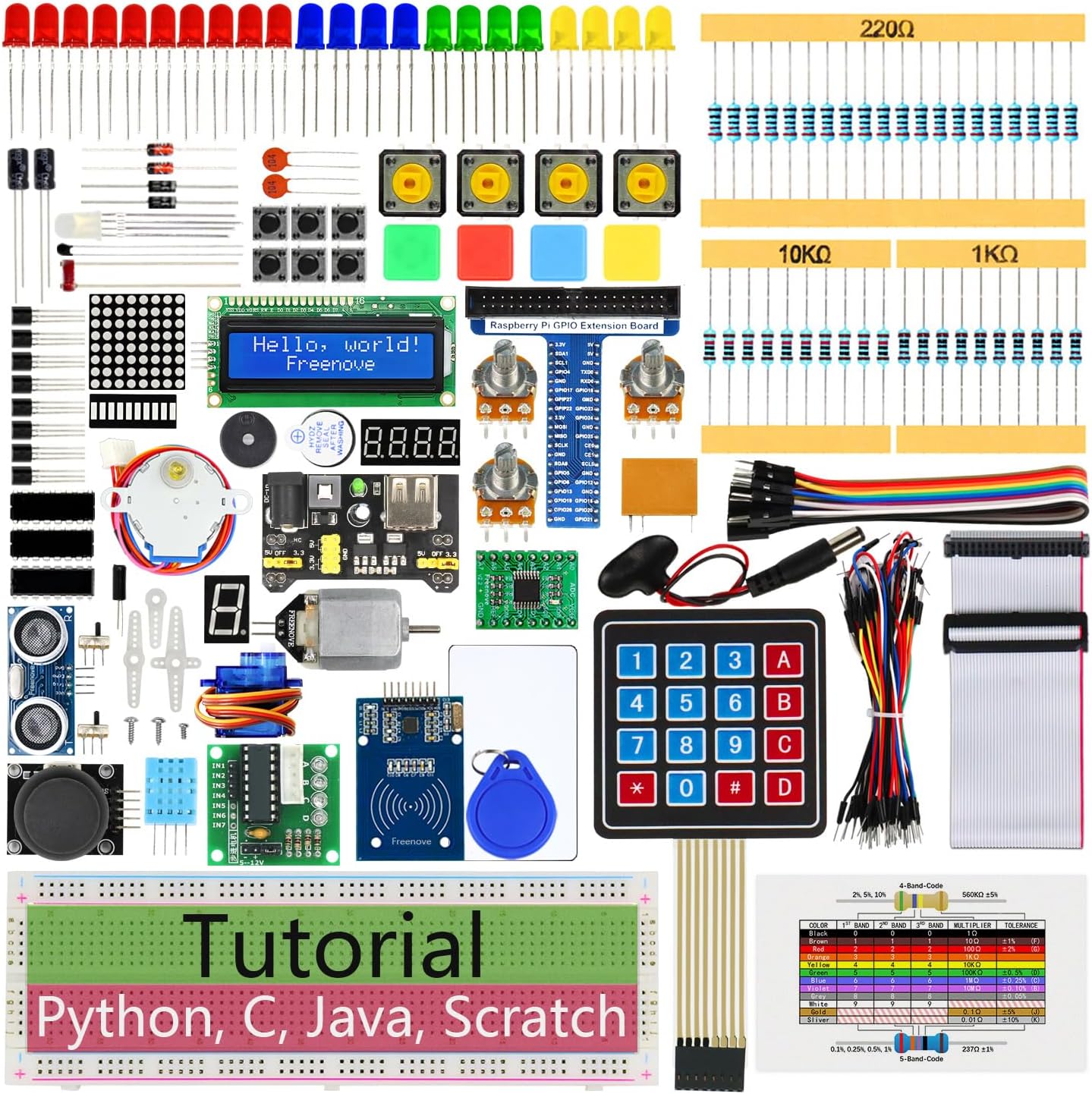 Freenove RFID Starter Kit for Raspberry Pi 5 4 B 3 B 400 Zero 2W, 927 Page Detailed Tutorial, Python C Java Scratch Processing Code, 204 Items, 122 Projects Raspberry Pi Not Included