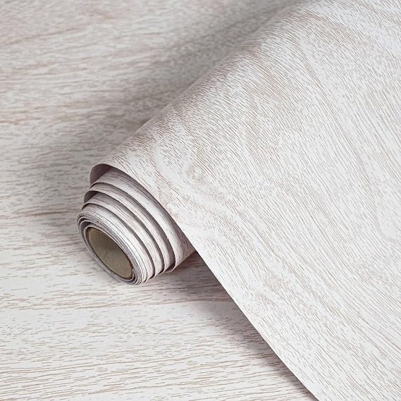 White Wood Wallpaper Wood Grain Contact Paper for Cabinet11.879