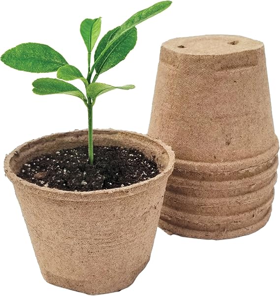 Jiffy Plant Pot - Organic Seed Starting, Biodegradable Pots for Seedlings - 5 in, 100 Pots - Peat