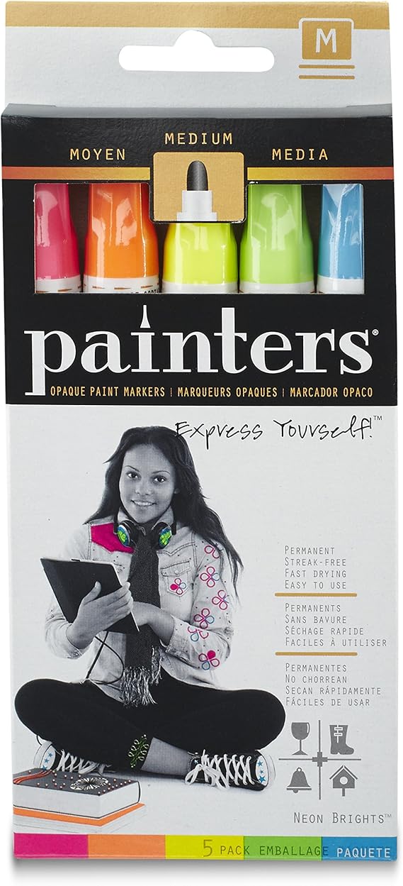 Elmer's Painters Opaque Paint Marker, Medium Point, Neon Brights, 1-Pack of 5
