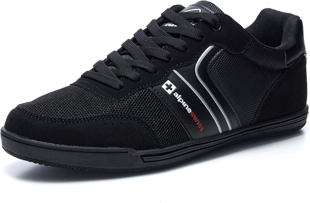 Alpine Swiss Liam Mens Casual Shoes | Suede Trim Fashion Sneakers | Low Top Lace Up Stylish Tennis Shoes