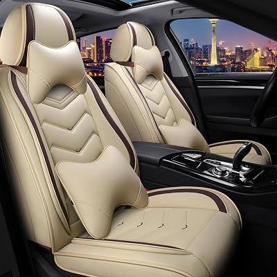 CTDS Car Seat Covers for KIA Soul 2010-2026, Stylish Sport Seat Cover, Premium Nappa Leather Car Seat Cover. Automobile Seat Covers Sets.Luxury 2 SeatsBeige