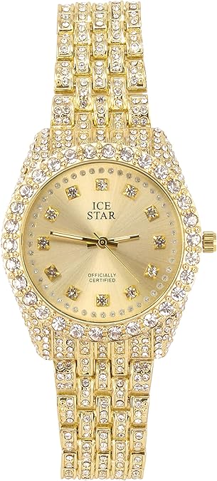 Techno Pave Women's 32mm Iced Out Sleek Diamond Dial Watch