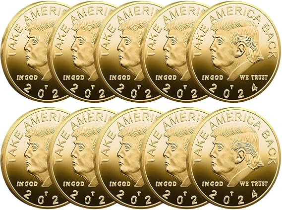 10 Pack President Coin 2024 - Protective Case Included Gold Plated Coin, Collectible Gift(Gold)