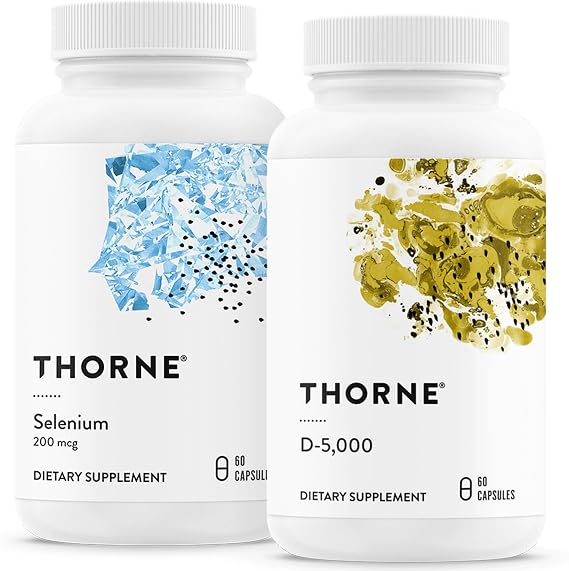 THORNE - Antioxidant & Wellness Bundle - Selenium & Vitamin D-5000 - Supports Thyroid Health & Immune Function - 60 Servings