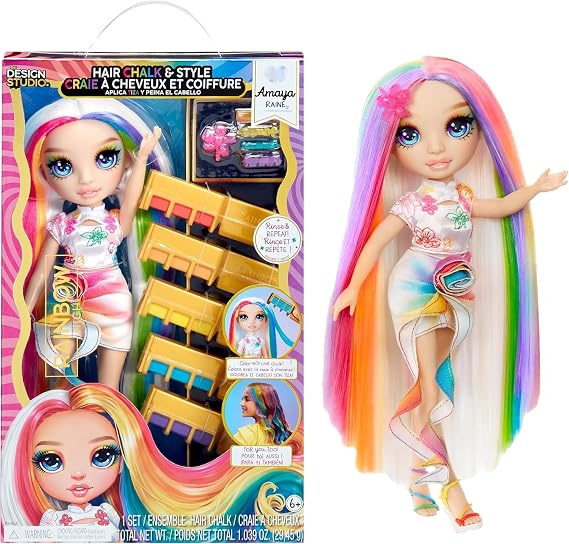 Rainbow High Hair Chalk & Style Amaya - Rainbow 11 Doll. Washable Rainbow Hair Chalk, Color, Style, Play, Rinse & Repeat. Great Gift for Kids 4-12+