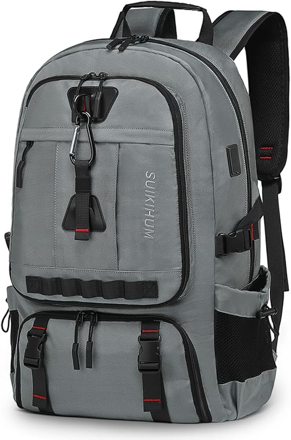 Travel Backpack 45L TSA Carry on Laptop Bag Fits 18.4 Inch Grey | Water Resistant Backpack for Men Women with Shoe Compartment & Wet/Dry Separation for Commute, Work, Outdoor, Hiking, Camping