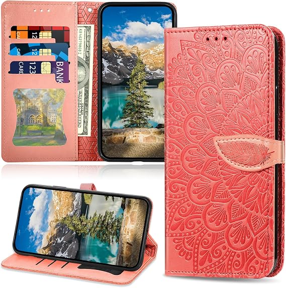 Case Compatible with OnePlus 8T, PU Leather Wallet Case for Women Men, Magnetic Flip Cover with Card Holder for OnePlus 8T, Red