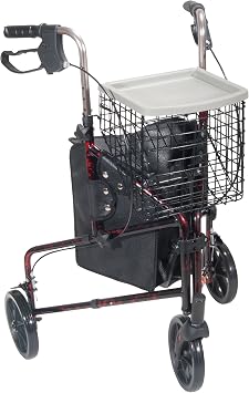 Drive Medical 10289RD Deluxe Foldable Rollator Walker, Black/Red