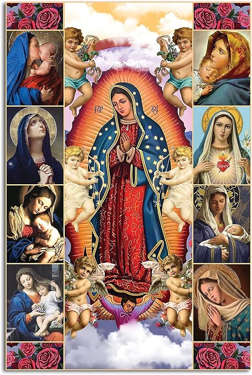 Adults Kids 1000 Pieces Wooden Jigsaw Puzzle Our Lady of Guadalupe Virgen De Catholics Religious Puzzle Challenging Educational Fun Family Games Toys Gifts for Home Kitchen Decor Family Activities