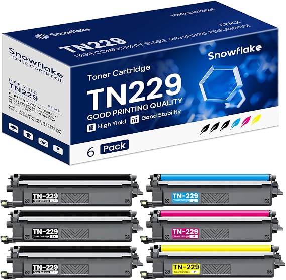TN229 Toner Cartridges Compatible TN229 Printer Toner Cartridges Replacement for Brother TN229 229 TN-229 MFC-L3765CDW MFC-L3780CDW MFC-L3720CDW Toner (TN229 6PK).