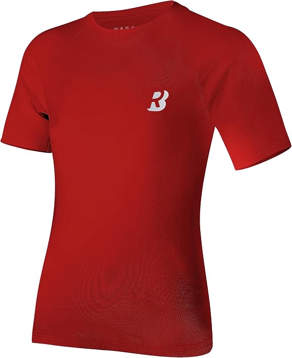 Roadbox Boys Youth Compression Shirt - Short Sleeve Undershirt for Kids Quick Dry Athletic Baseball T-Shirt Base Layer