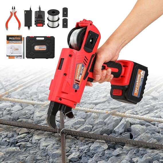 Automatic Rebar Tier 0.3-1.3" Rebar Tying Gun + Battery & 2PCS Wie