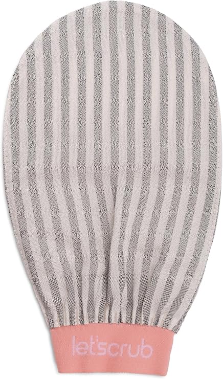 Let'scrub Premium Ecru Zebra Bath Shower Pouch Exfoliating Gloves 100% Flush Silk For Normal Skin
