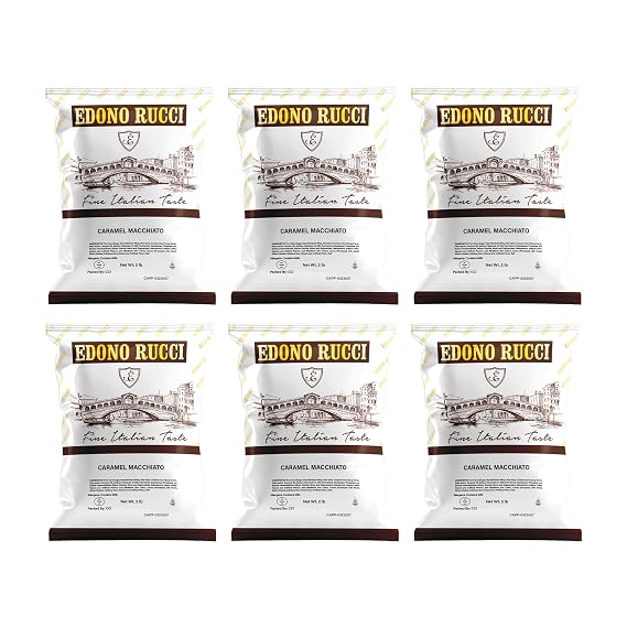 Edono Rucci Caramel Macchiato Cappuccino Mix Rich & Velvety, 6 Bags (2lbs Each)