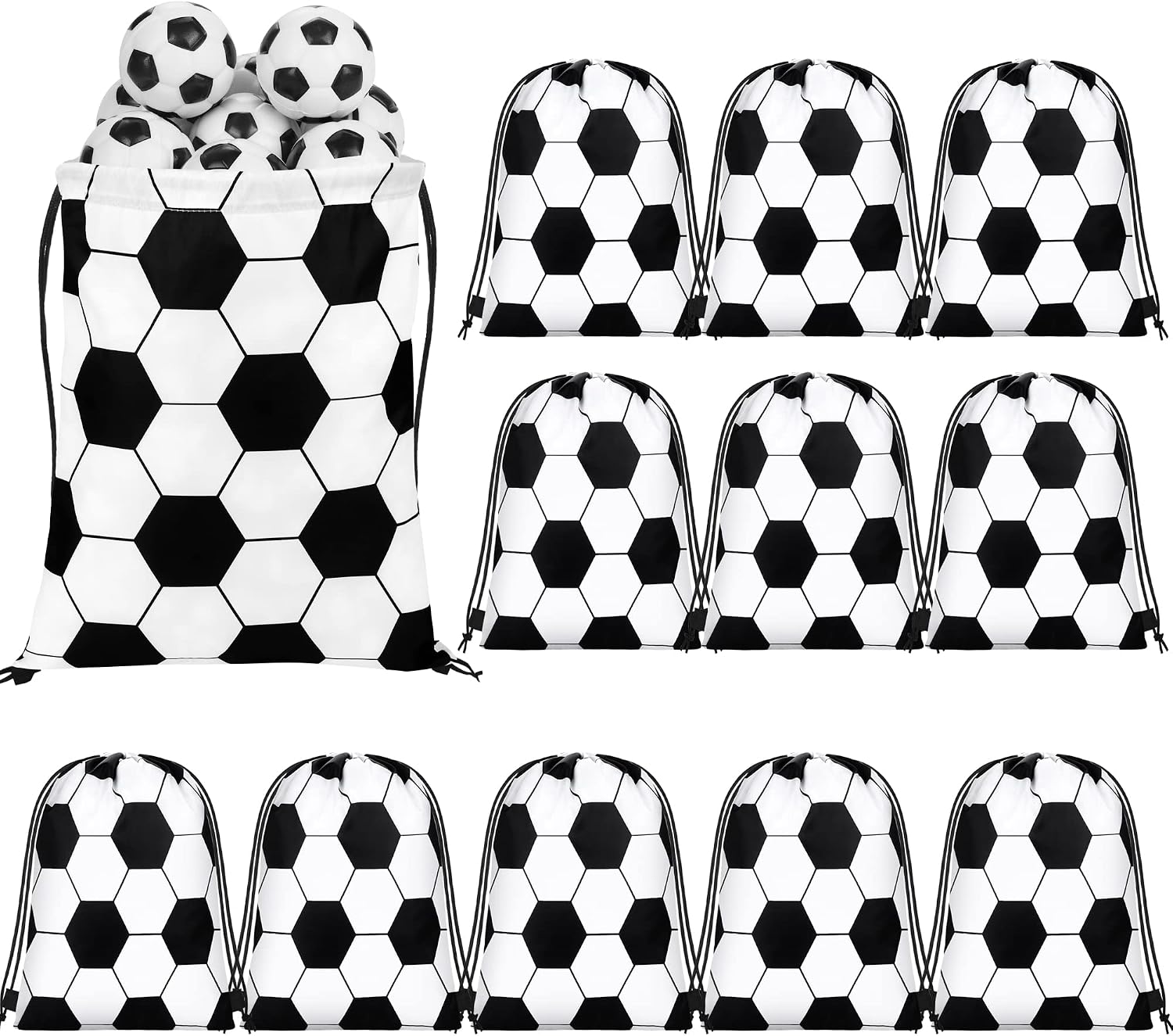 durony 12 Pieces Soccer Drawstring Backpack Sports Soccer Party Favor Bag Travel String Bag for Storage Workout