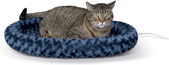 K&H Pet Products Thermo-Kitty Fashion Splash Heated Pet Bed Large Blue 16"x 22" 7W
