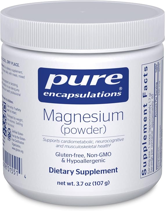 Pure Encapsulations Magnesium (Powder), 3.7 Ounces | Supports Cardiovascular Function, Muscle Function, and Calming*, Bioavailable Powder