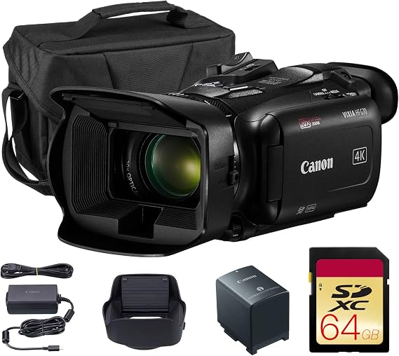 Canon VIXIA HF G70 4K Camcorder with 20x Optical Zoom (5734C002) Bundle | For Professional Video | 1/2.3-Inch CMOS Sensor | Dual SD Slots | HDMI Output + 64GB Memory Card + Camera Bag
