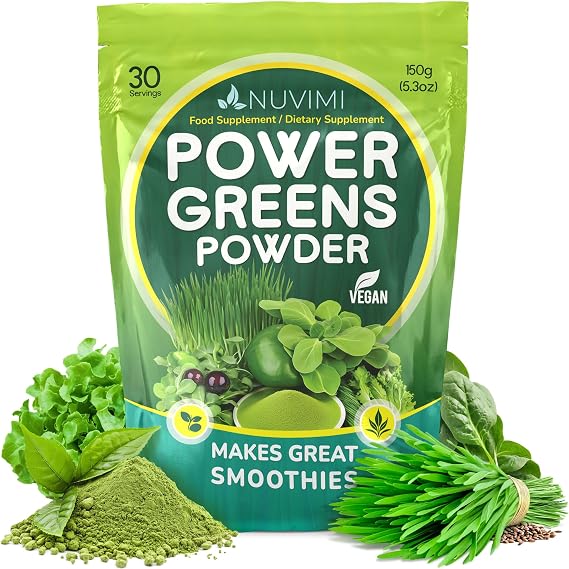 Super Greens Powder - 150g - Immune Support - Food Supplement - 9 Vegan Superfoods - Smoothie Mix for Nutritional Shakes, Juice Drink & Beverages