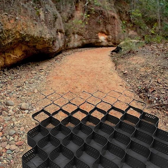 Gravel Grid,2 inch Geocell Ground Grid,1/2/3/4/5/6/7/8/9/10 M Geo Grid Gravel Stabilize,Load 1800 Lbs Per Sq Ft Ground Geo Grid, for Sloped Hill Backyard Garden Pathway Driveway(3X