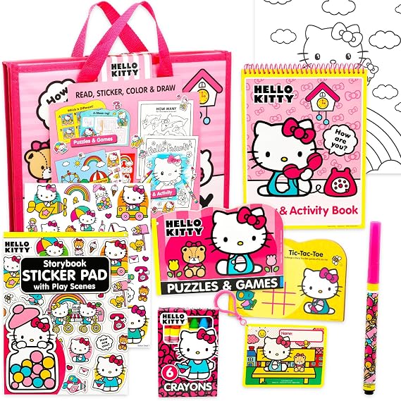 SANRIO Hello Kitty Ultimate Activity Set Portfolio with Coloring Books, Stickers, Games, Puzzles, Drawing and More | Hello Kitty Activities for Girls, Kids