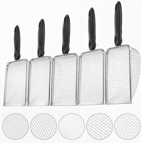 5pcs Soils Sifters Set for Gardening Includes 2mm/2.8mm/3.8mm/4.3mm/5mm Garden Sifter for Soil, Handheld Compost Sifter for Dirt,Rocks, Heavy-Duty Shovel for Soil, Compost Sifting