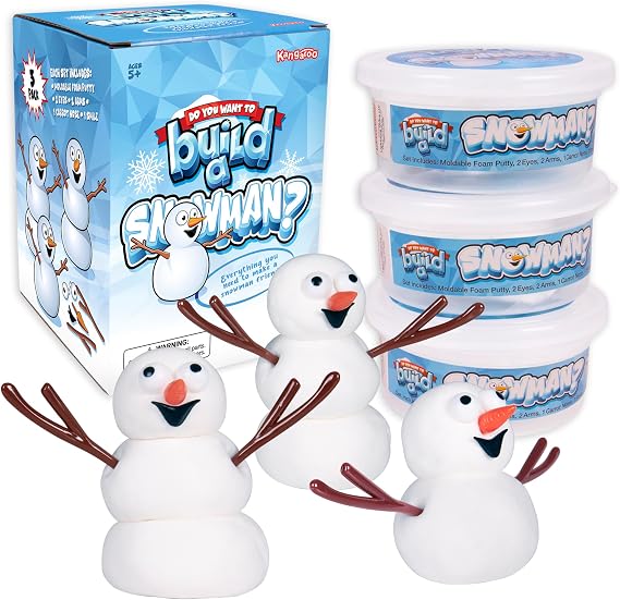 Kangaroo 3 Pack Build a Snowman Kit Snowballs Toys for Kids Stocking Stuffers - Snow Play Winter Toys Christmas Crafts DIY - Snow Man Kit Outdoor Modeling Clay Craft - Xmas Stocking Stuffers for Kids