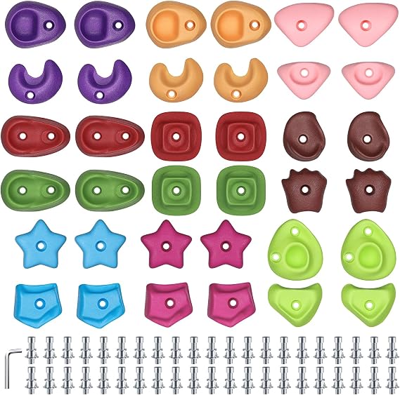 36PCS Rock Climbing Holds for Kids, Rock Wall Climbing Holds with Hardware - Climbing Rocks for Indoor Outdoor Playground Climbing Wall