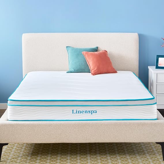 Linenspa 10 Inch Hybrid Mattress - Medium Feel - Twin - Bed in a Box