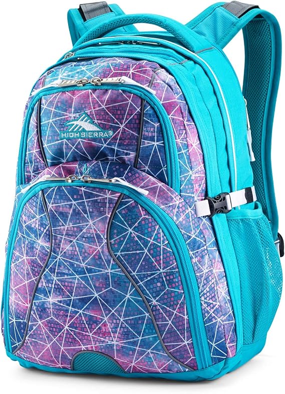High Sierra Swerve Laptop Backpack, Sequin Facets/Bluebird/White, One Size