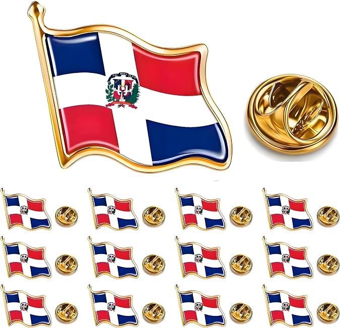 12/25/50 pieces small metal Dominica flag lapel pin Dominican Republic Pin for Suit Jacket Dominican Flag Pins Bulk