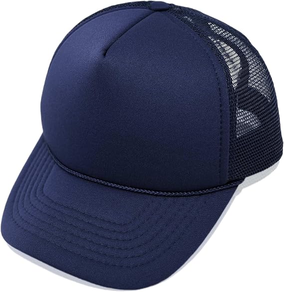 Trucker Hat Mesh Cap Solid Colors Lightweight with Adjustable Strap Small Braid