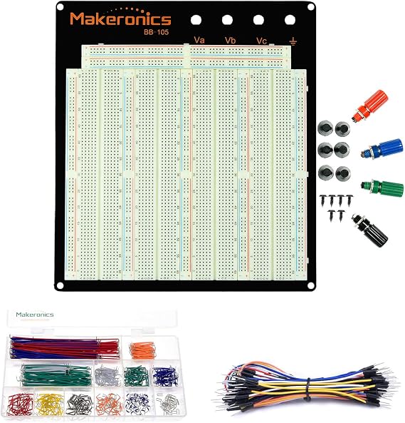 Makeronics 3220 Solderless Breadboard Kit 560 U-Shape 65 PCS Jumper Wire | 3220 Tie-points Experiment Plug-in Breadboard With Aluminum Back Plate Compatible with Prototyping Circuit Arduino