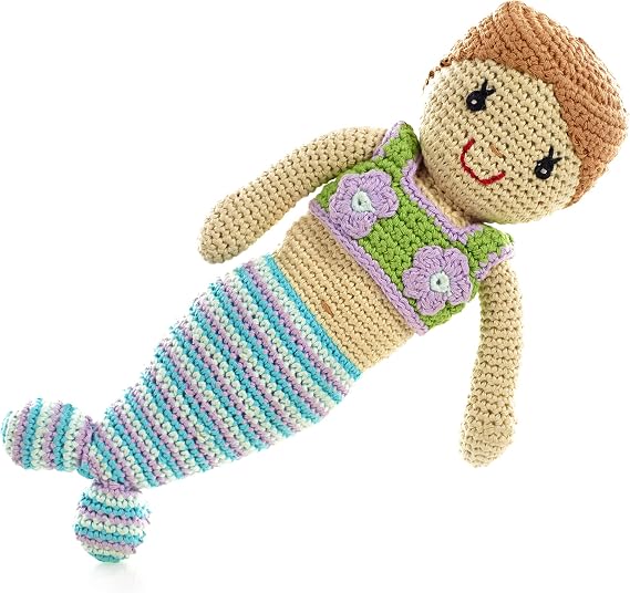 Pebble | Handmade Mermaid DollTurquoise | Crochet | Fair Trade | Pretend | Imaginative Play | Beach | Machine Washable
