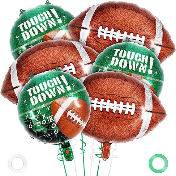 27 Inch Football Balloon Set,Football Foil Mylar Balloons and Footballs Field Balloons,Super Bowl Balloon for Super Bowl Decor Tailgate Game Day Sport Theme Birthday Party Decorations Supplies