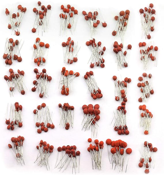 Tegg 300pcs Ceramic Capacitors Assorted Kit 2pF-0.1uF 30 Values Commonly Used Electronic Component DIY Assortment