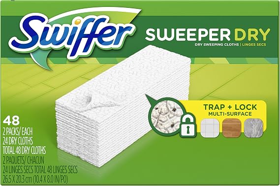 Swiffer Sweeper Dry Sweeping Pad Multi Surface Refills, Unscented, 48 Count