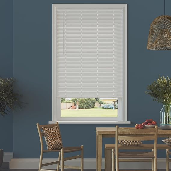 Cordless Room Darkening Mini Blinds for Indoor Windows - 52" W x 36" L - White, Over 1,400 Custom Sizes Starting at 9.97, 1" Vinyl Slats, Horizontal Window Blinds by Lumino