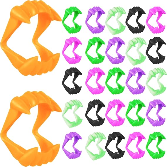 Seifar 54 Pcs Halloween Teeth Vampire Fangs for Halloween Dress-Up, Costume, Party Decoration, Goodie Bag Filler (Black, Purple, Green, Hot Pink, Orange, and Glow-in-the-Dark)