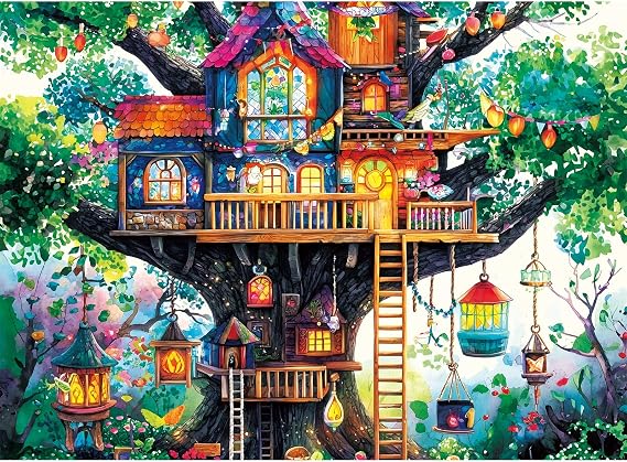 500 Piece Puzzles for Adults,Fun Fantastical Treehouse Escape Jigsaw Puzzle