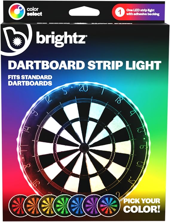 Brightz Dartboard Perimeter Light, 55 Inch LED Strip, 2 Modes | Dart board light strip for game room, bar & man cave decor; 20 hour runtime; adhesive tool-free install