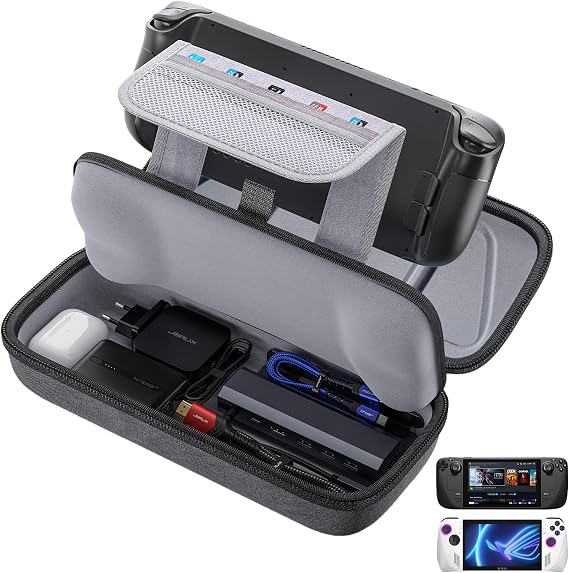 JSAUX Carrying Case for Steam Deck/ROG Ally, Hard Shell Travel Case | Large-capacity Storage, Fits Charger and Dock, Portable Case for Steam Deck OLED