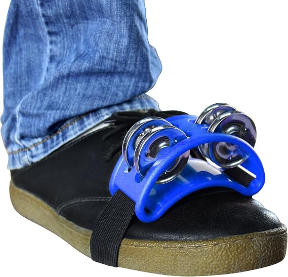YMC Percussion FJS2S-BU Foot Tambourine with Steel Jingles, Blue