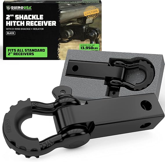 Rhino USA Shackle Hitch Receiver - Fits 2in Receivers for Vehicle Recovery